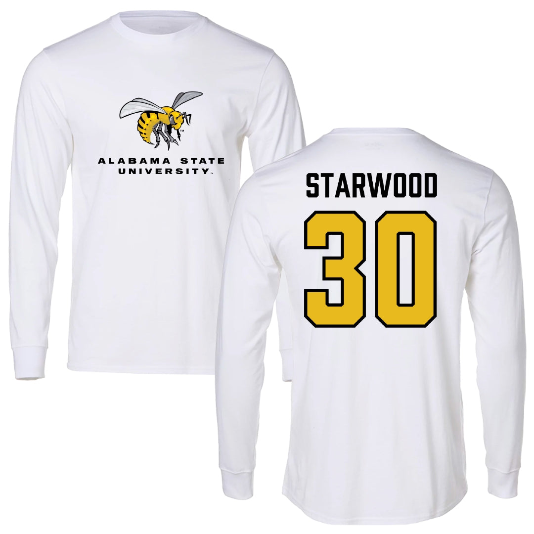 Alabama State University Soccer White Block Long Sleeve - #30 Lauryn Starwood