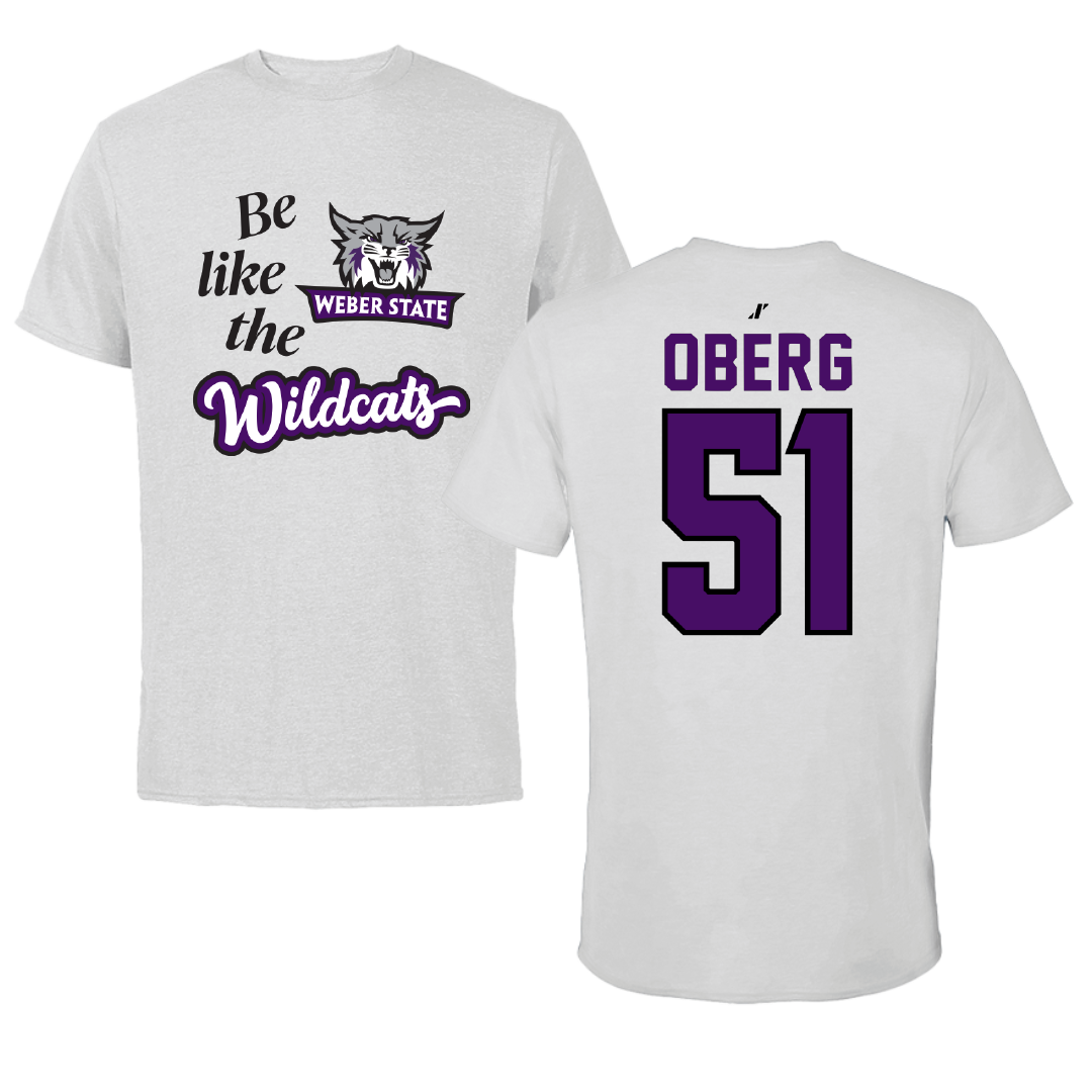 Weber State University Football Light Gray Be Like Us Performance Tee - #51 Ashden Oberg