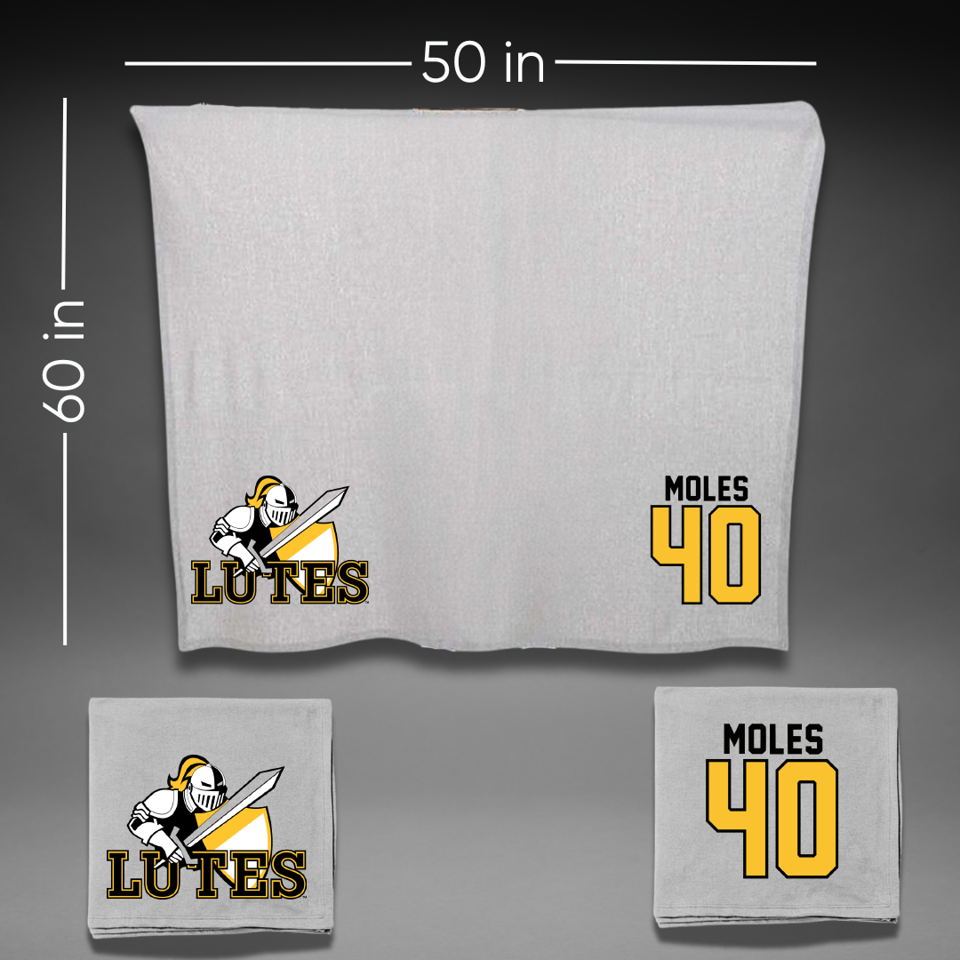 Pacific Lutheran University Basketball Gray Blanket - #40 Madison Moles