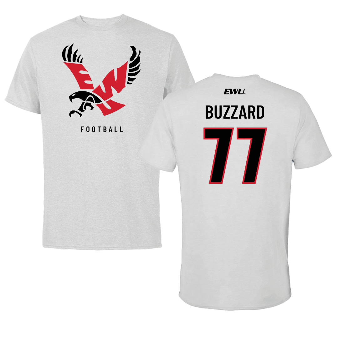 Eastern Washington University Football Light Gray Tee - #77 William Buzzard
