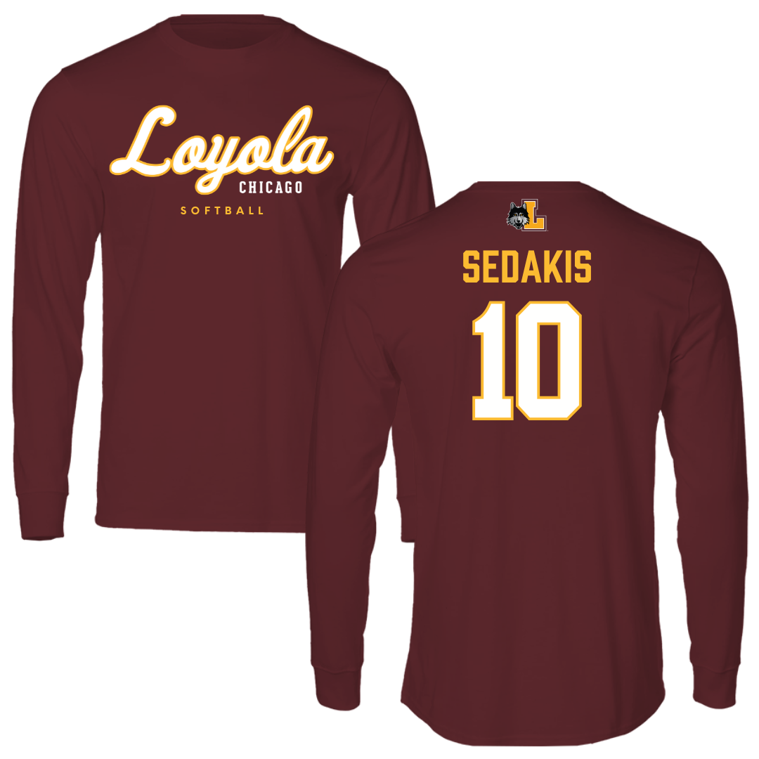 Loyola University-Chicago Softball Maroon Block Long Sleeve - #10 Liz Sedakis