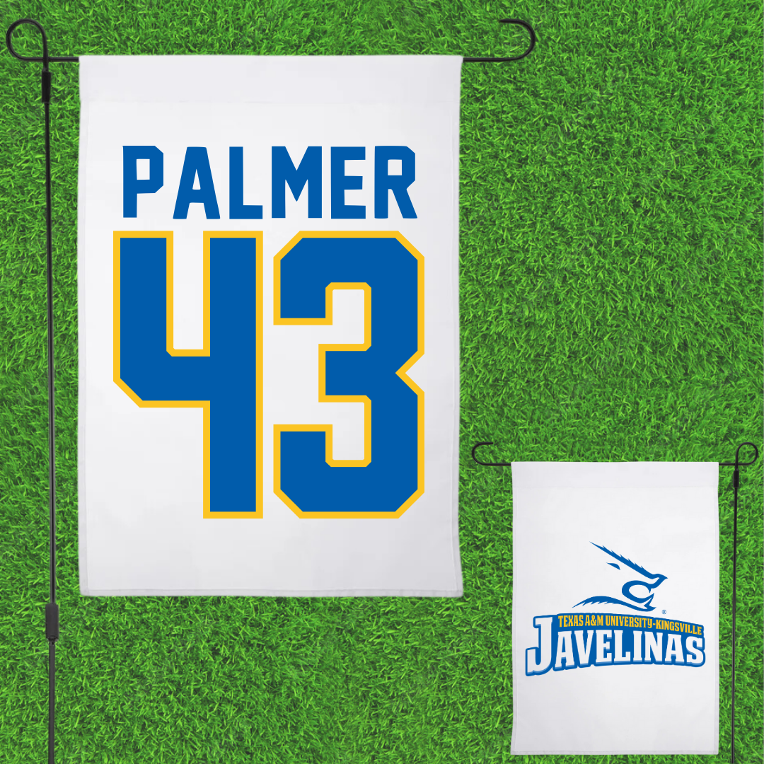 Texas A&M University-Kingsville Football White Garden Flag - #43 Tyler Palmer