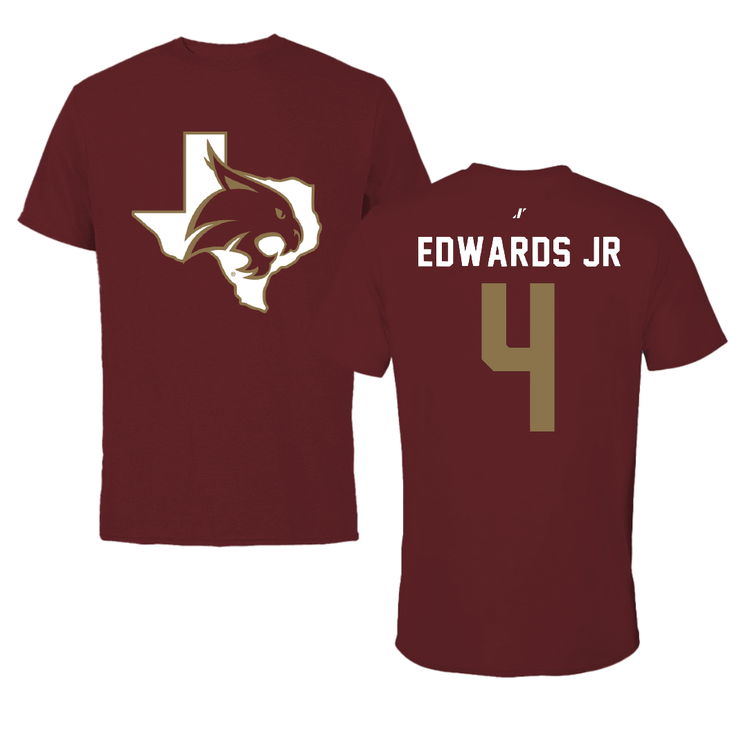 Texas State University Football Maroon State Performance Tee - #4 Alonzo Edwards Jr