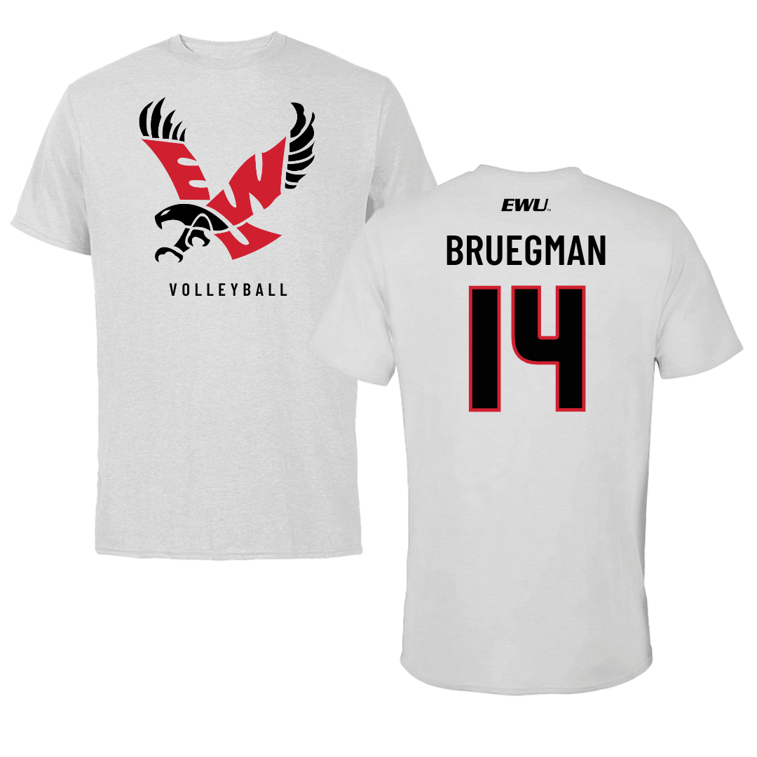 Eastern Washington University Volleyball Light Gray Tee - #14 Elle Bruegman