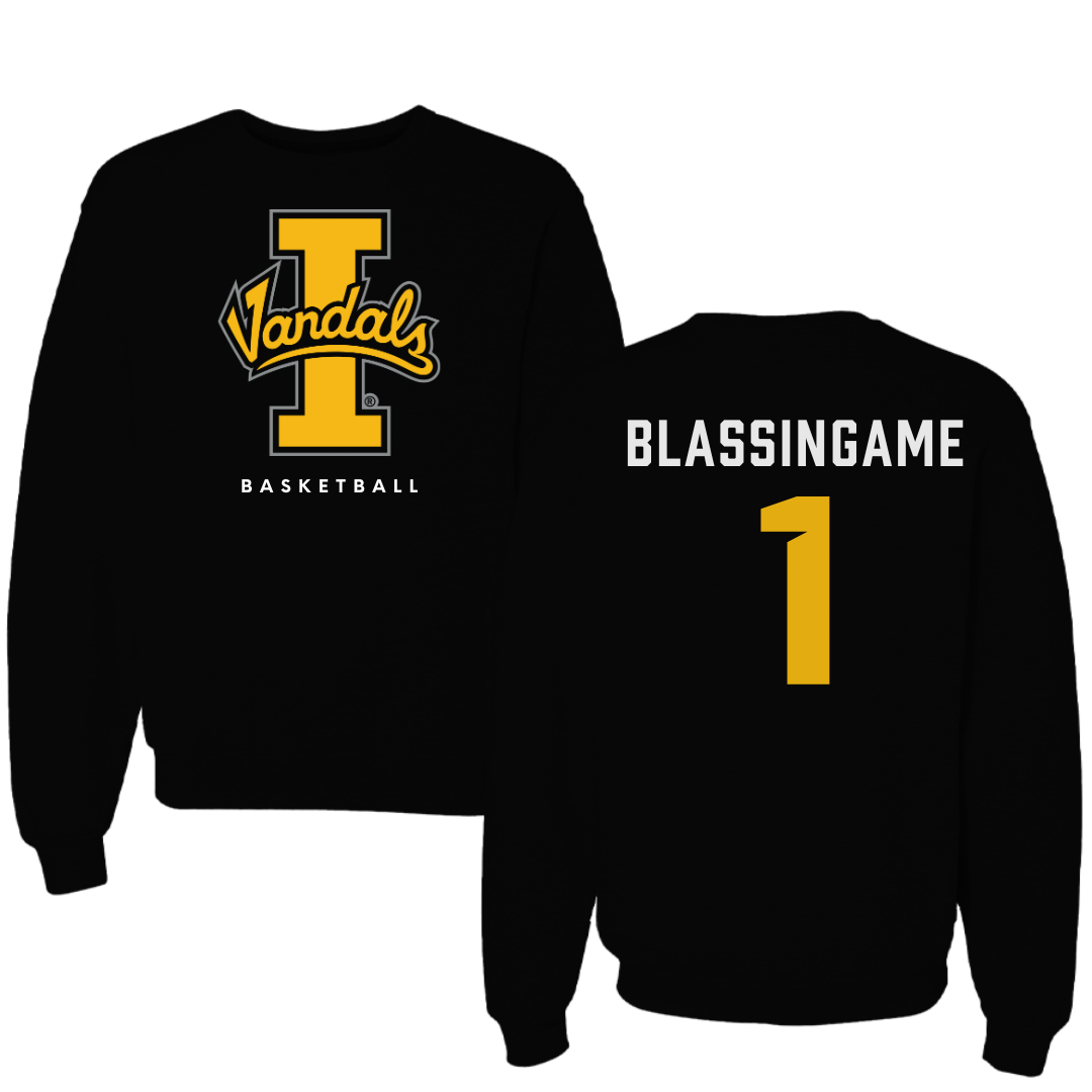 University of Idaho Basketball Black Crewneck - #1 Trevon Blassingame