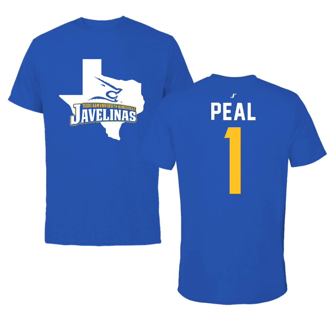 Texas A&M University-Kingsville Softball Blue State Tee - #1 Shelbie Peal