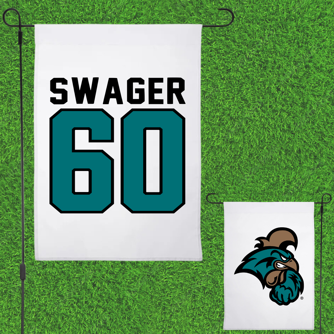 Coastal Carolina University Football White Garden Flag - #60 Mike Swager
