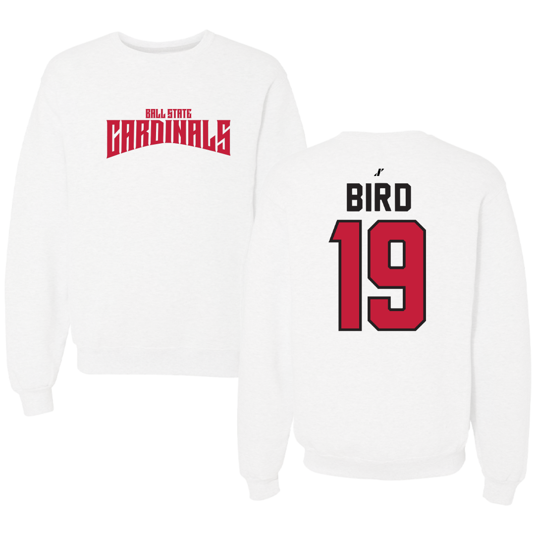 Ball State University Soccer White Classic Crewneck - #19 Sami Bird