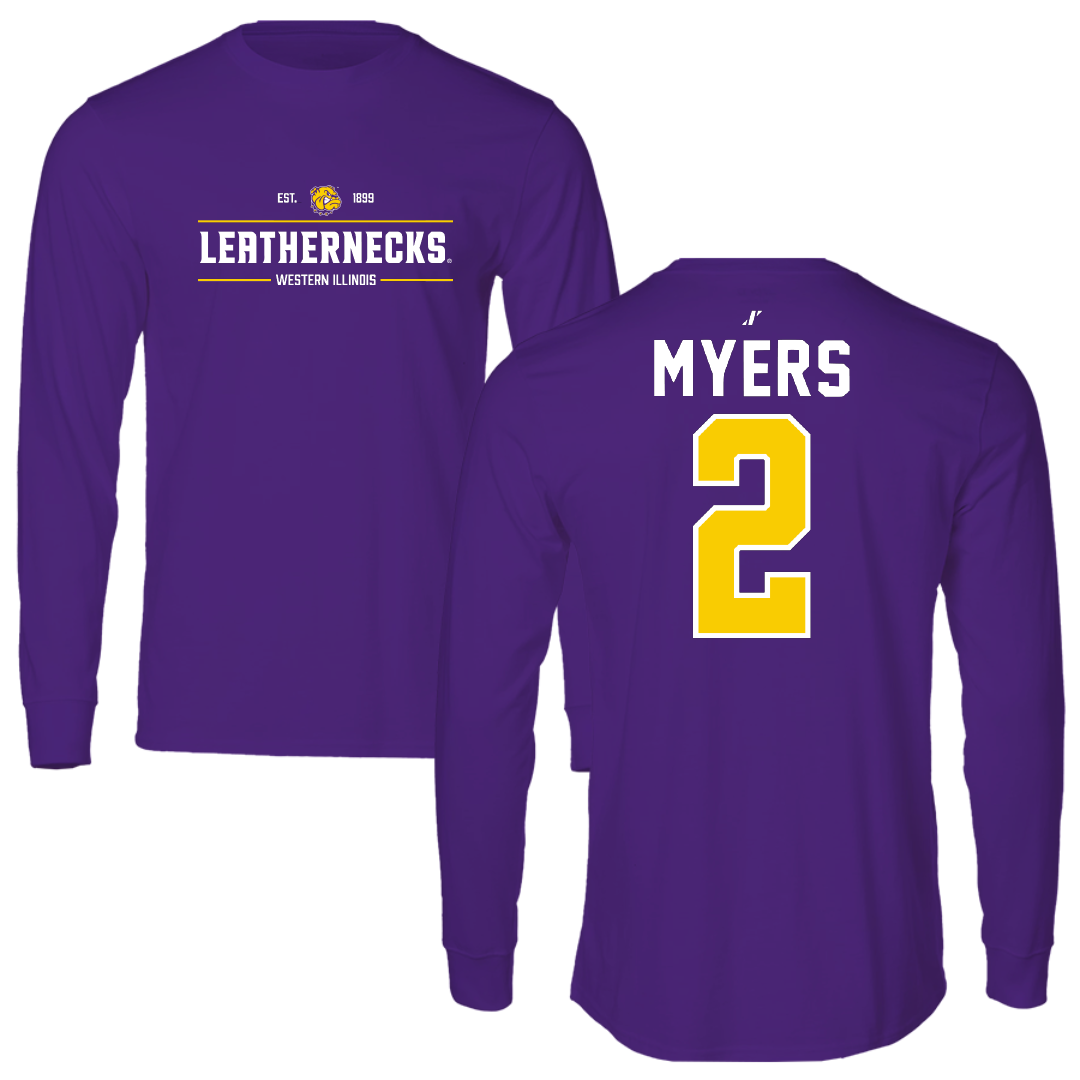 Western Illinois University Basketball Purple General Long Sleeve - #2 Ryan Myers