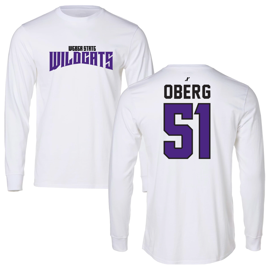 Weber State University Football White Classic Performance Long Sleeve - #51 Ashden Oberg