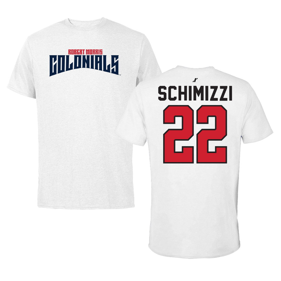 Robert Morris University Ice Hockey White Classic Performance Tee - #22 Dominic Schimizzi