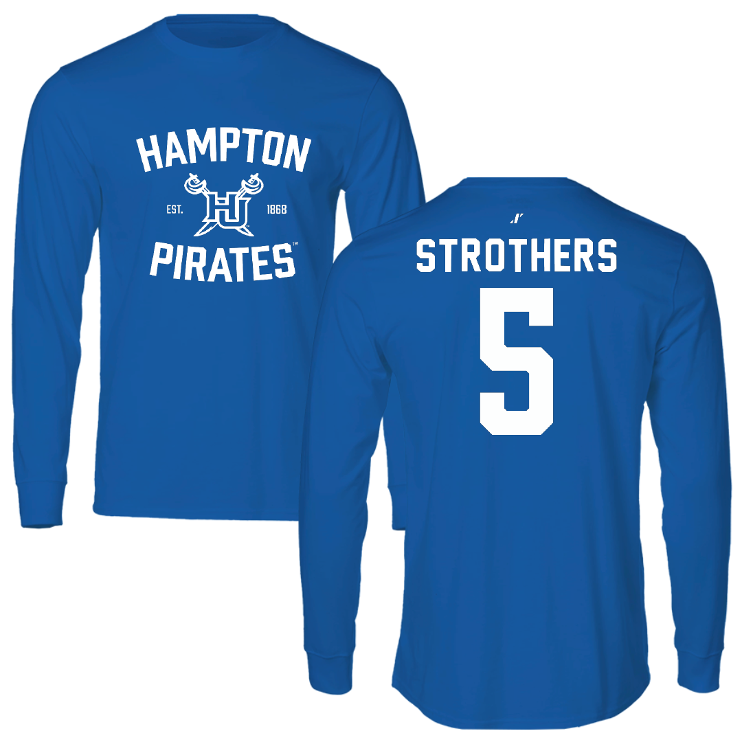 Hampton University Basketball Blue General Performance Long Sleeve - #5 Etienne Strothers