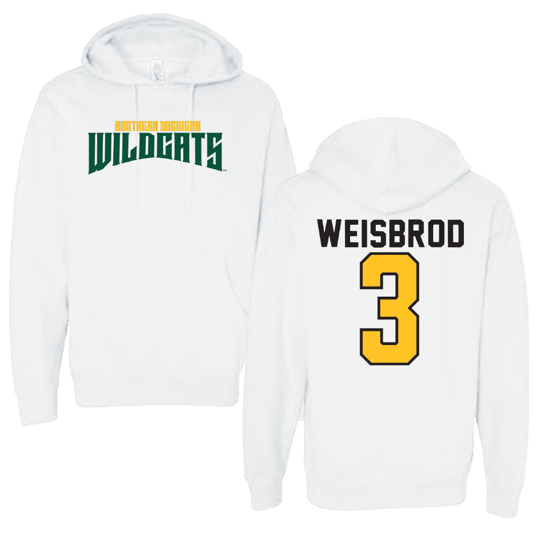 Northern Michigan University Basketball White Classic Hoodie - #3 Max Weisbrod