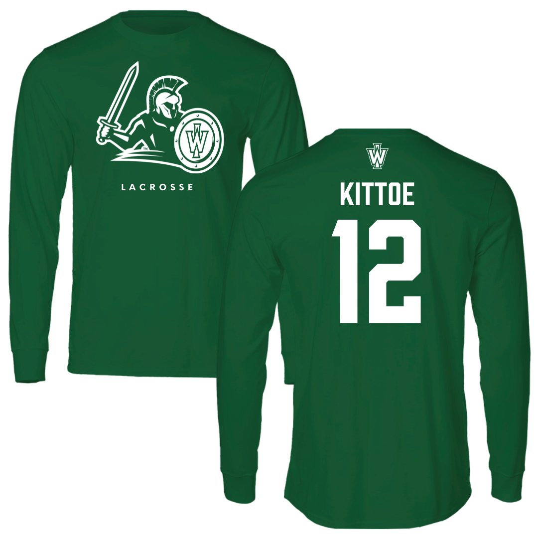Illinois Wesleyan University Lacrosse Kelly Green Performance Long Sleeve - #12 John Kittoe