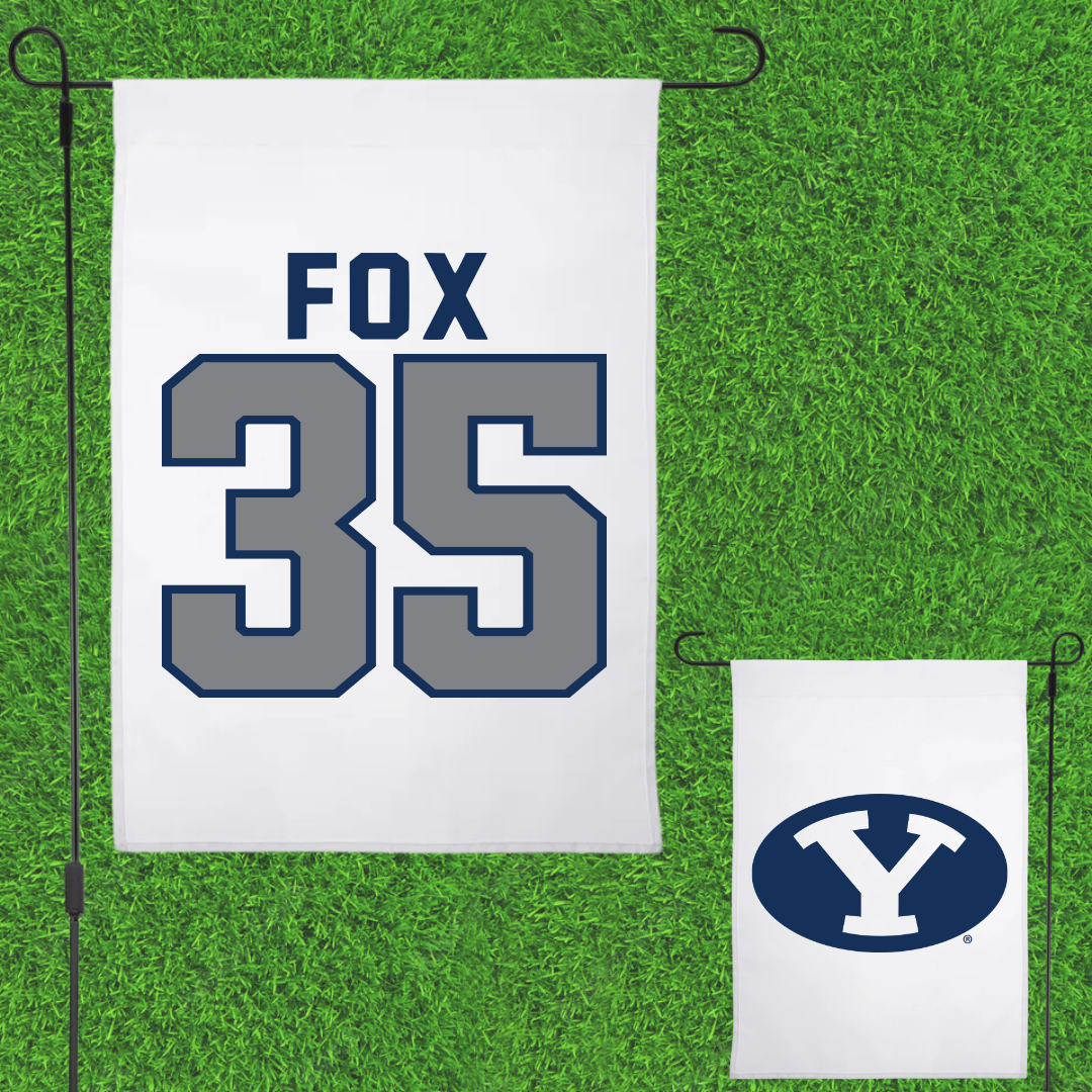 Brigham Young University Baseball White Garden Flag - #35 Matthew Fox