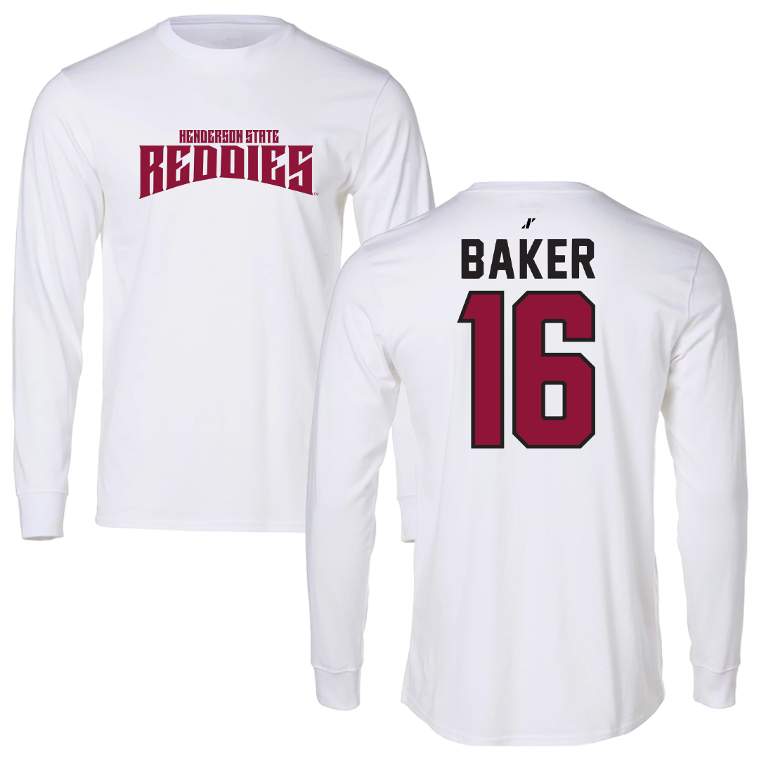 Henderson State University Football White Classic Performance Long Sleeve - #16 Zach Baker