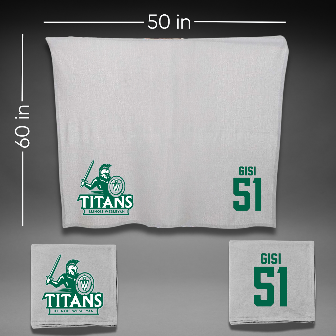 Illinois Wesleyan University Lacrosse Gray Blanket - #51 Jake Gisi