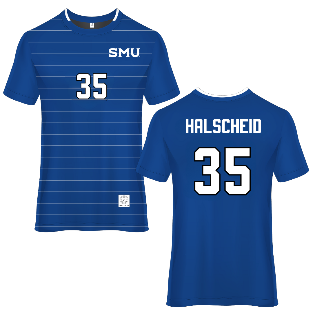Southern Methodist University Blue Soccer Jersey - #35 Hayden Halscheid