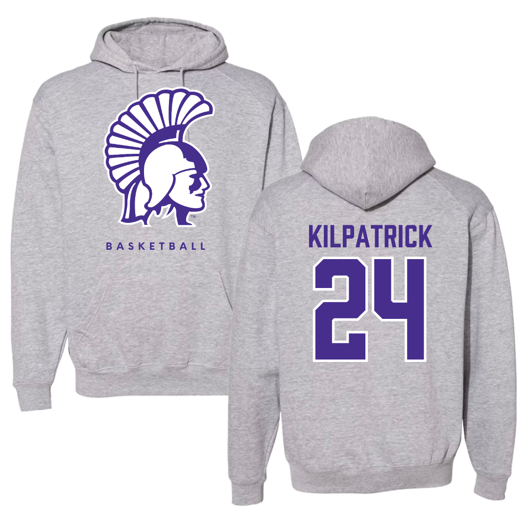 Winona State University Basketball Gray Hoodie - #24 Emmaline Kilpatrick
