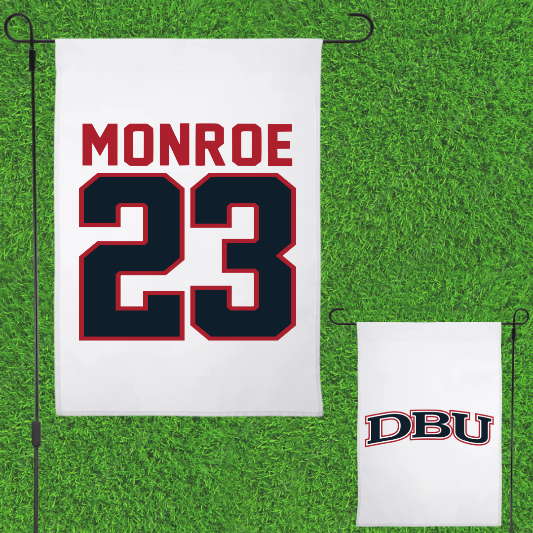 Dallas Baptist University Soccer White Garden Flag - #23 Mason Monroe