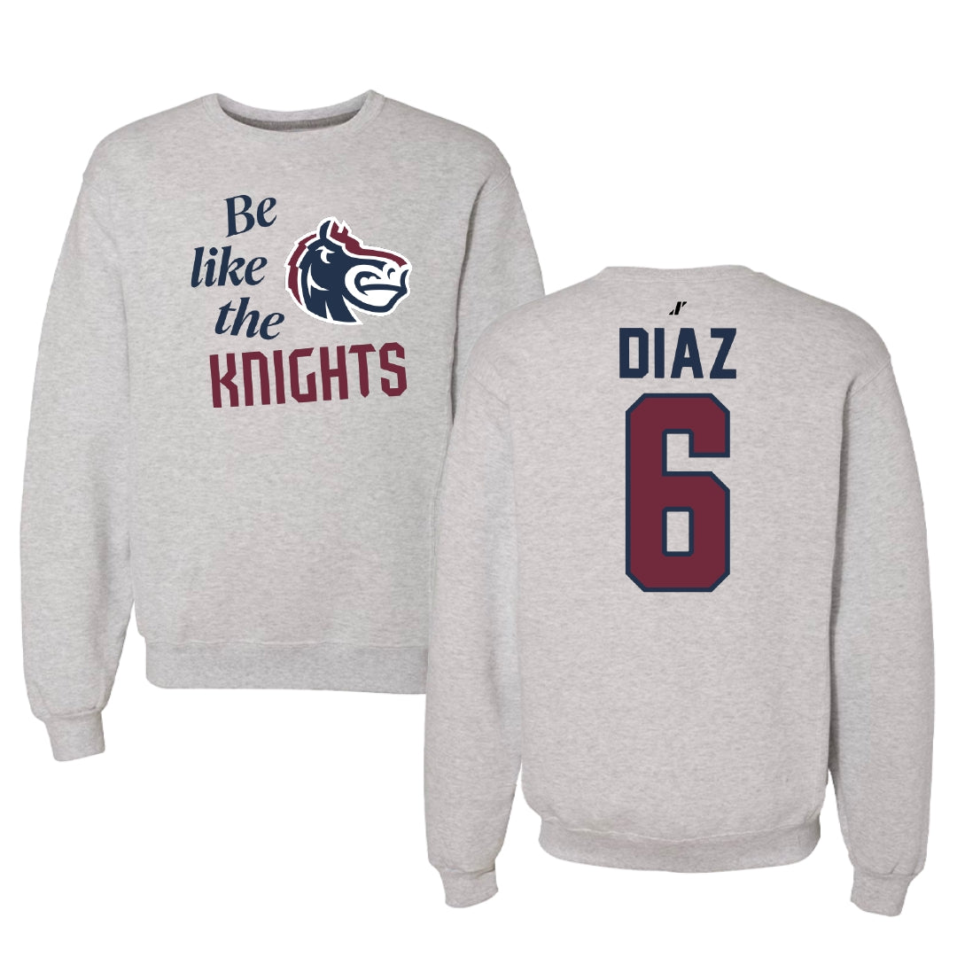 Fairleigh Dickinson University-Metropolitan Campus Volleyball Light Gray Be Like Us Crewneck - #6 Diego Diaz
