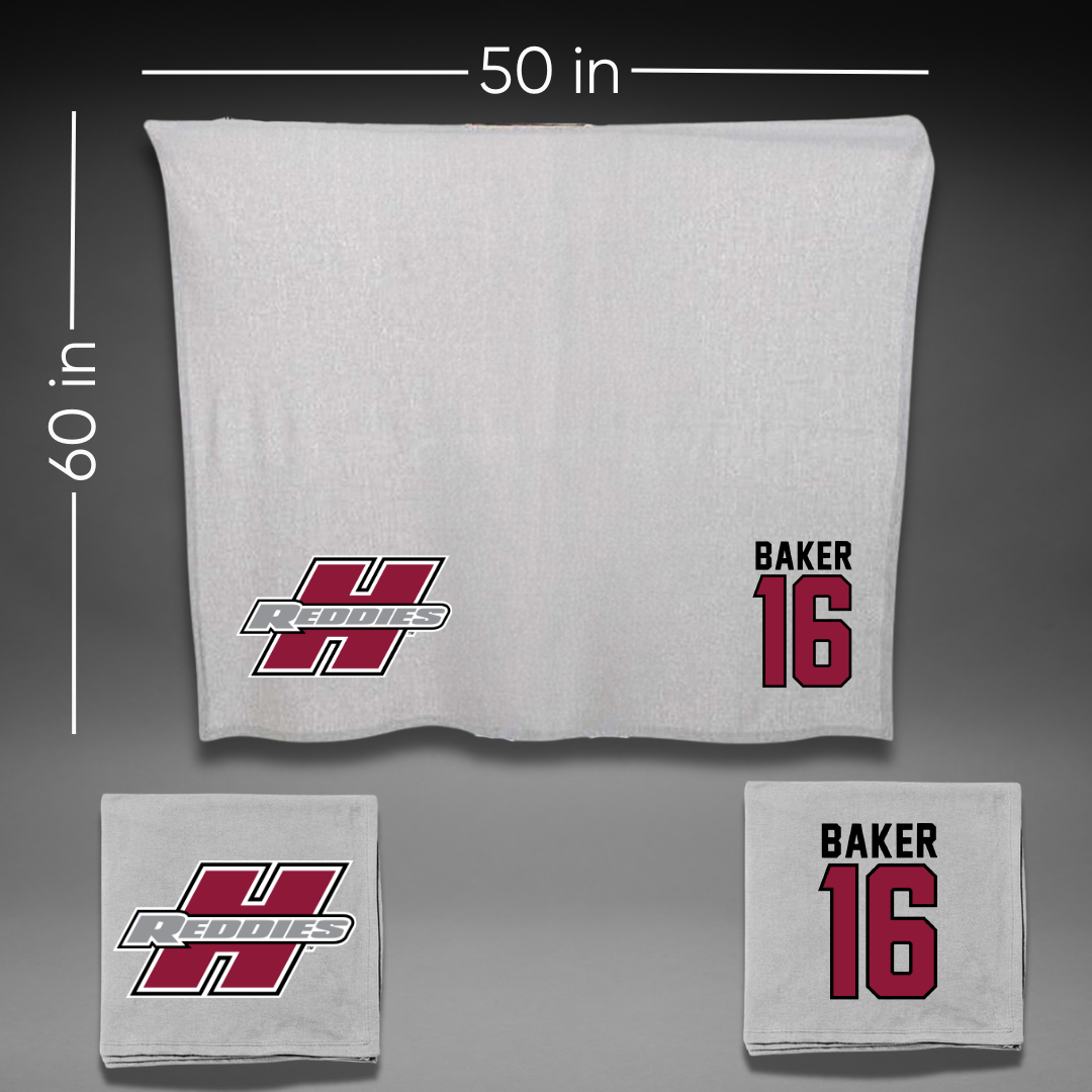Henderson State University Football Gray Blanket - #16 Zach Baker
