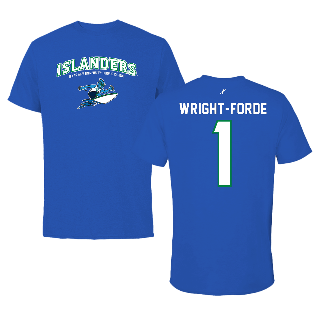 Texas A&M University-Corpus Christi Basketball Blue General Tee - #1 Dian Wright-Forde