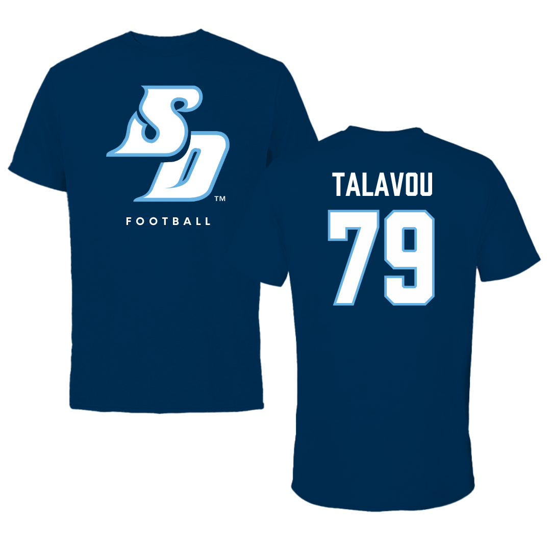 University of San Diego Football Navy Performance Tee - #79 Maicah Talavou