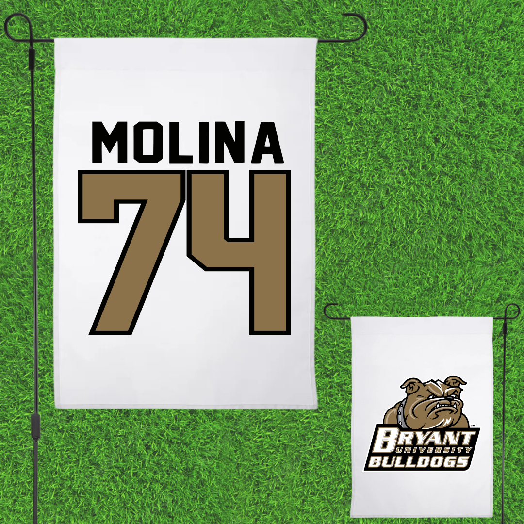 Bryant University Football White Garden Flag - #74 Nick Molina