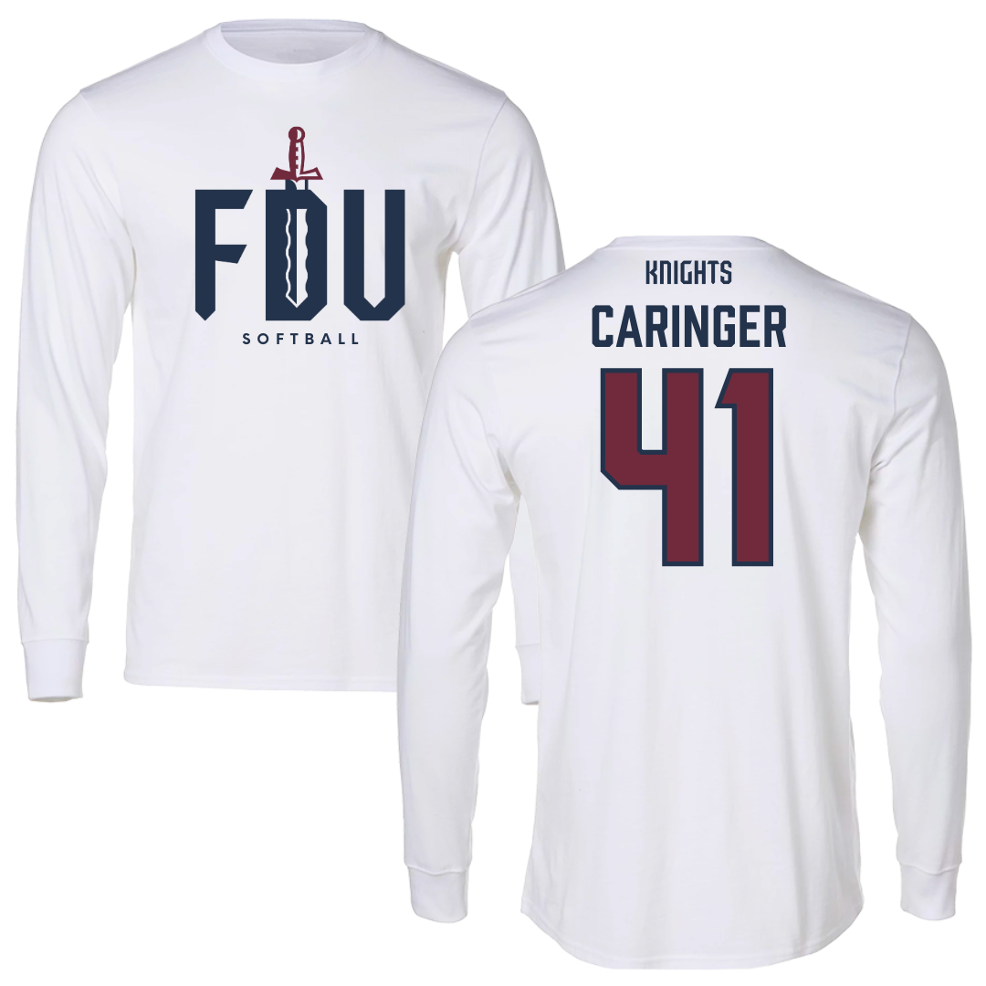 Fairleigh Dickinson University-Metropolitan Campus Softball White Long Sleeve - #41 Finley Caringer