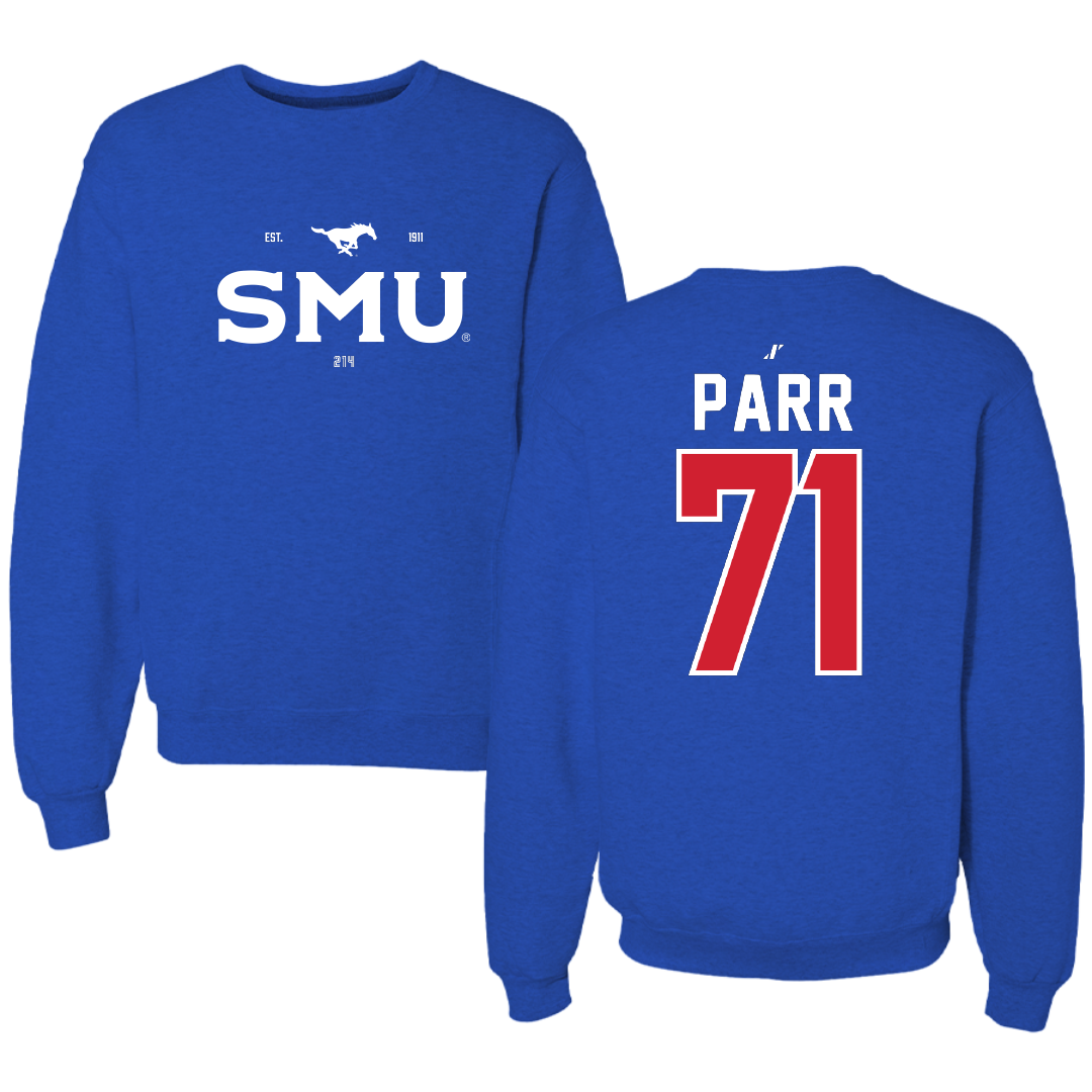 Southern Methodist University Football Blue General Crewneck - #71 Logan Parr