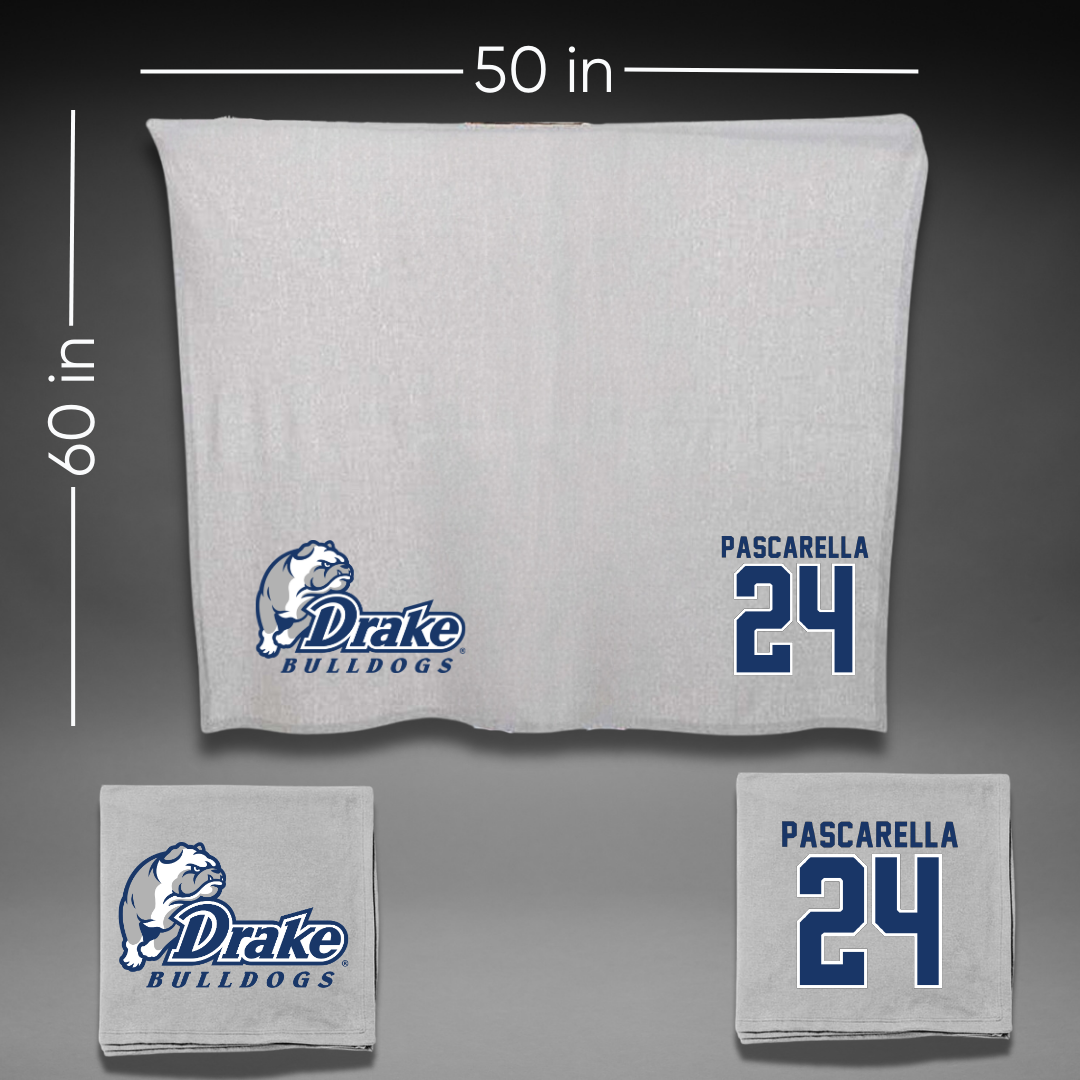 Drake University Soccer Gray Blanket - #24 Jordan Pascarella