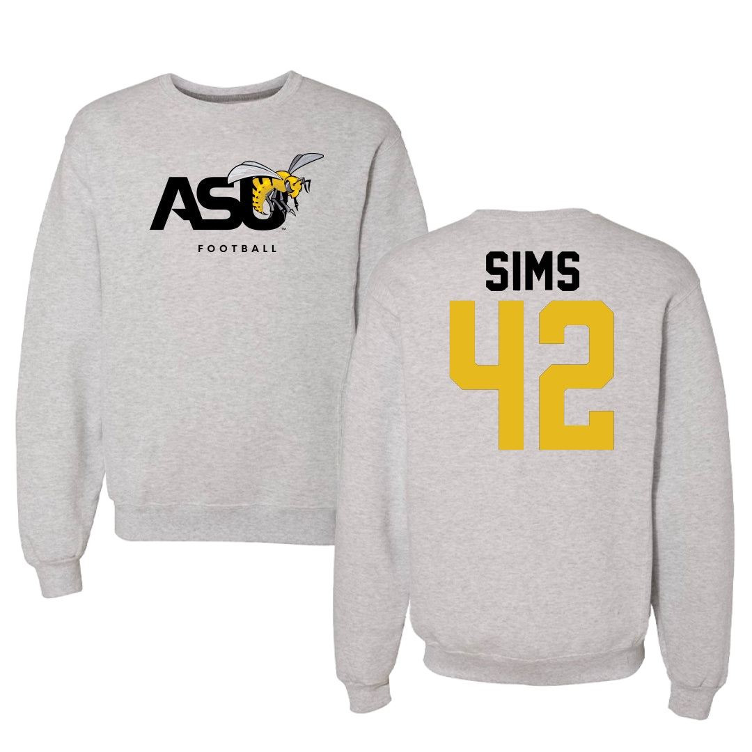 Alabama State University Football Light Gray Crewneck - #42 Tashaun Sims
