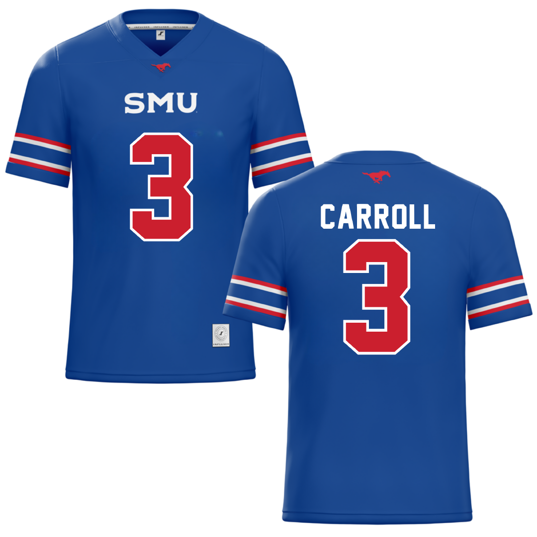 Southern Methodist University Blue Football Jersey - #3 Jamarion Carroll