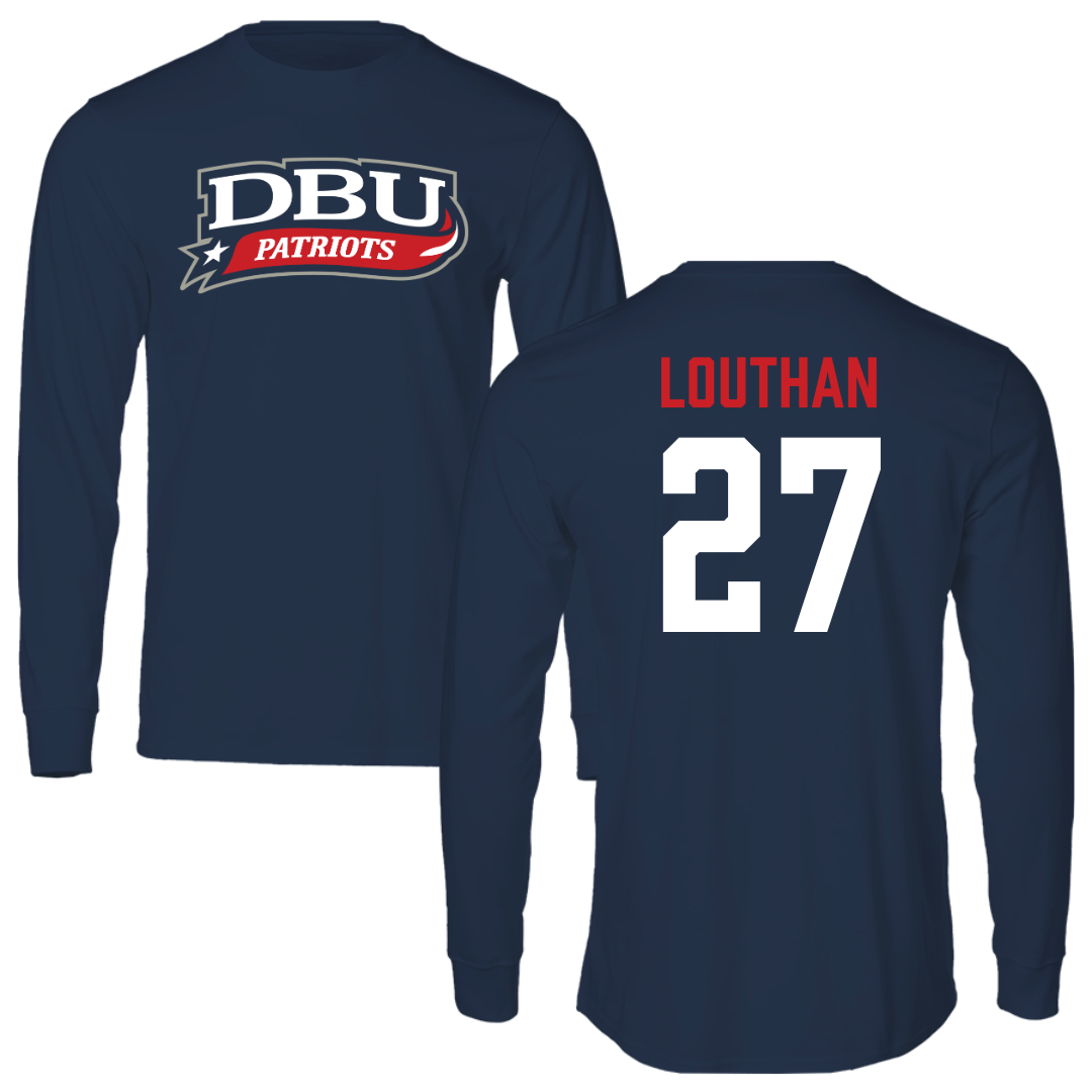 Dallas Baptist University Soccer Navy Performance Long Sleeve - #27 Anne Louthan