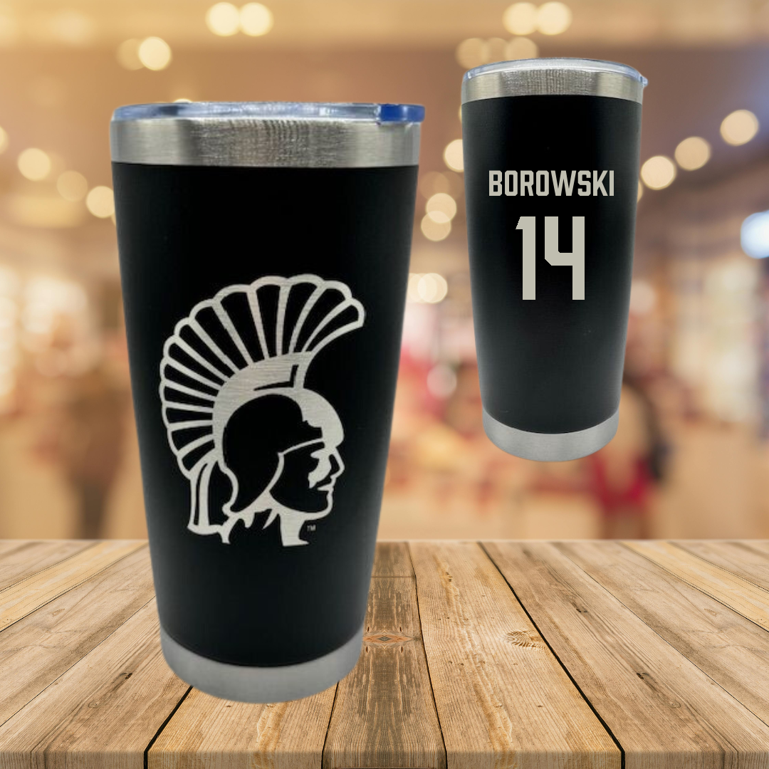 Winona State University Basketball Black Stainless Steel Tumbler - #14 Ty Borowski
