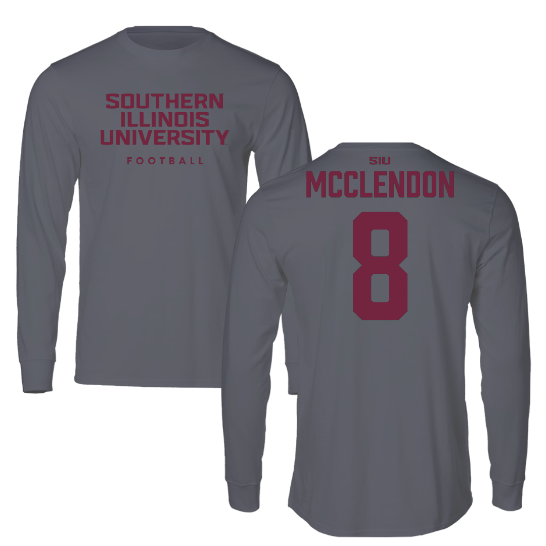 Southern Illinois University at Carbondale Football Gray Performance Long Sleeve - #8 Jeremiah McClendon