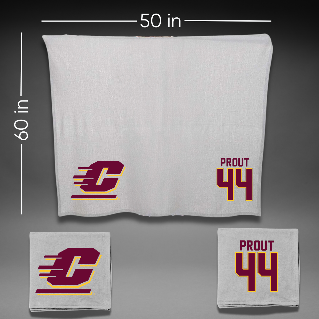 Central Michigan University Baseball Gray Blanket - #44 Cole Prout