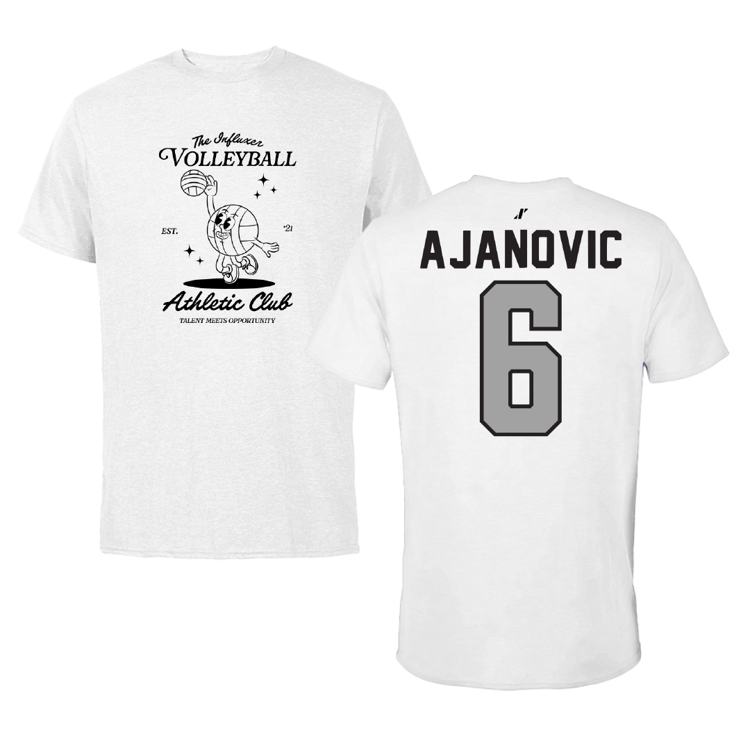 Volleyball White Influxer Athletic Club Tee - #6 Esma Ajanovic