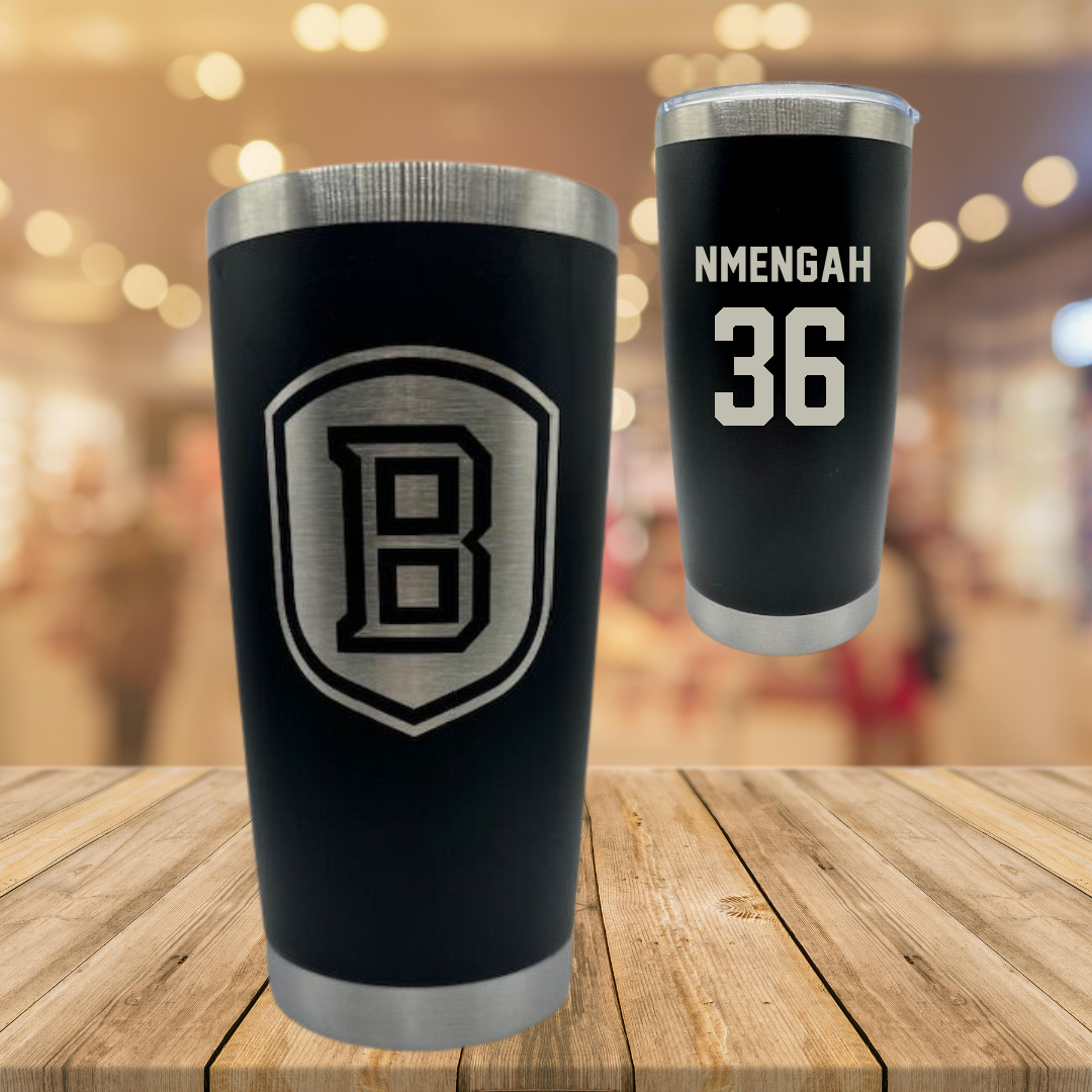 Bradley University Soccer Black Stainless Steel Tumbler - #36 Franc Nmengah