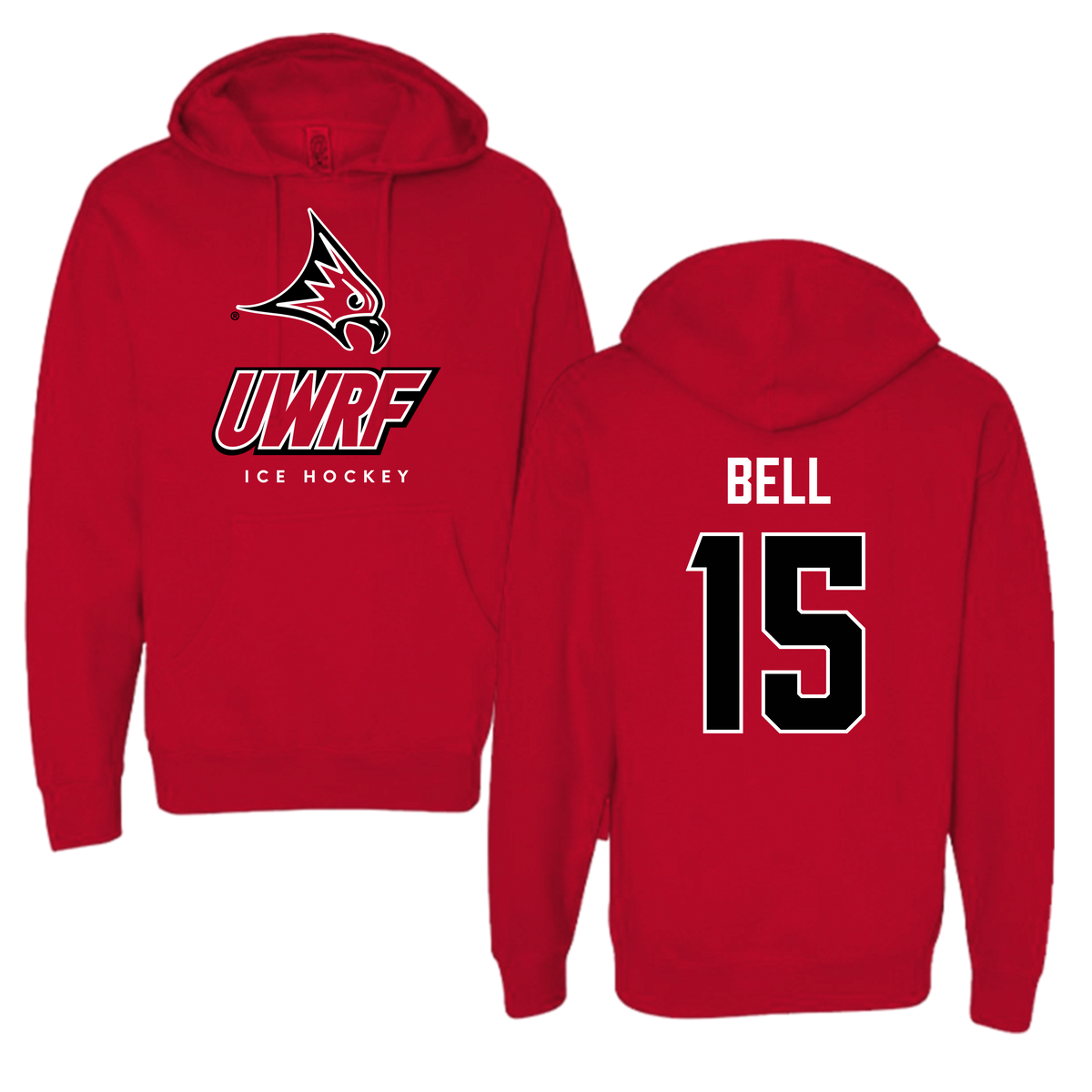 University of Wisconsin-River Falls Ice Hockey Red Hoodie - #15 Katherine Bell