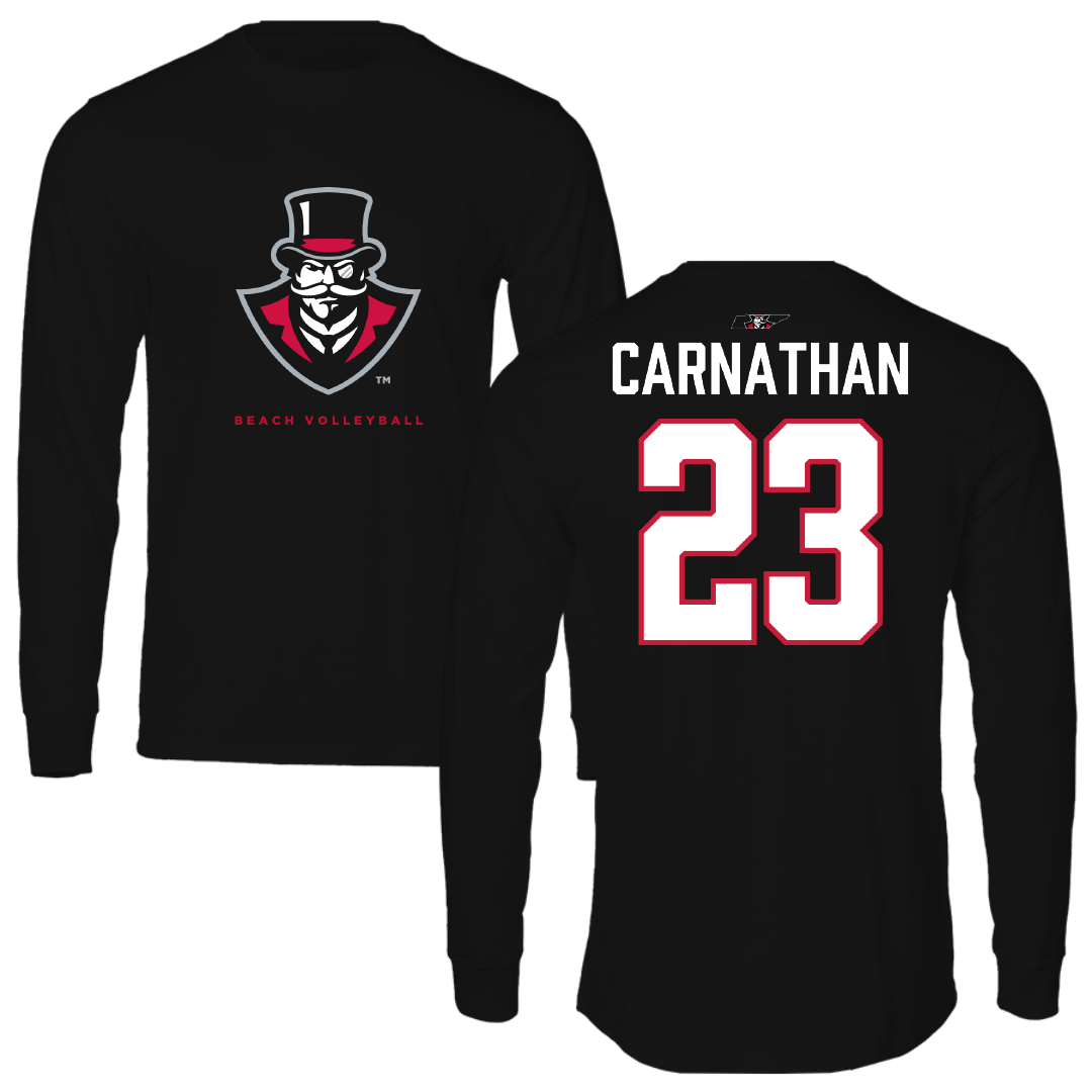 Austin Peay State University Beach Volleyball Black Mascot Performance Long Sleeve - #23 Sarah Carnathan
