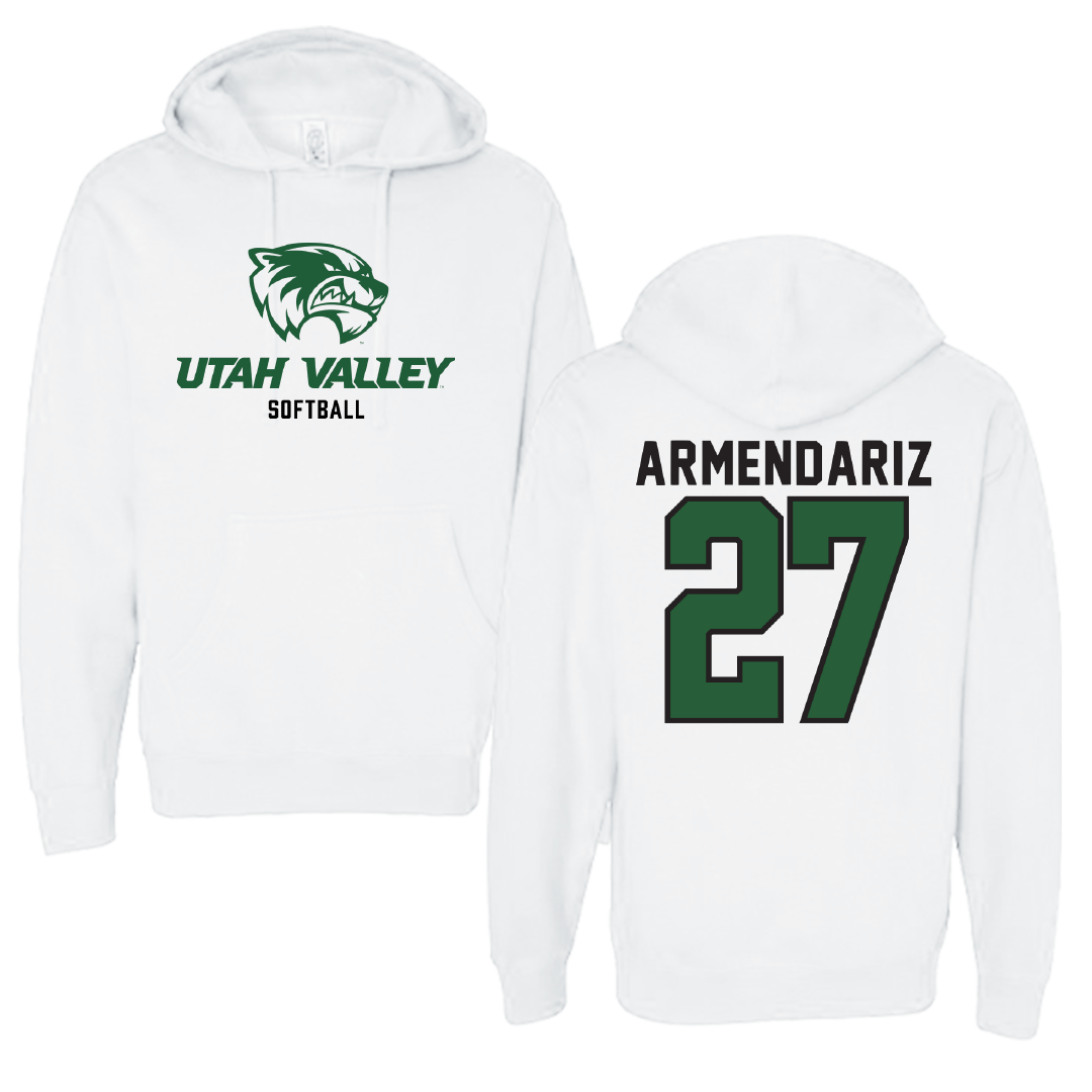 Utah Valley University Softball White Classic Hoodie - #27 Payge Armendariz