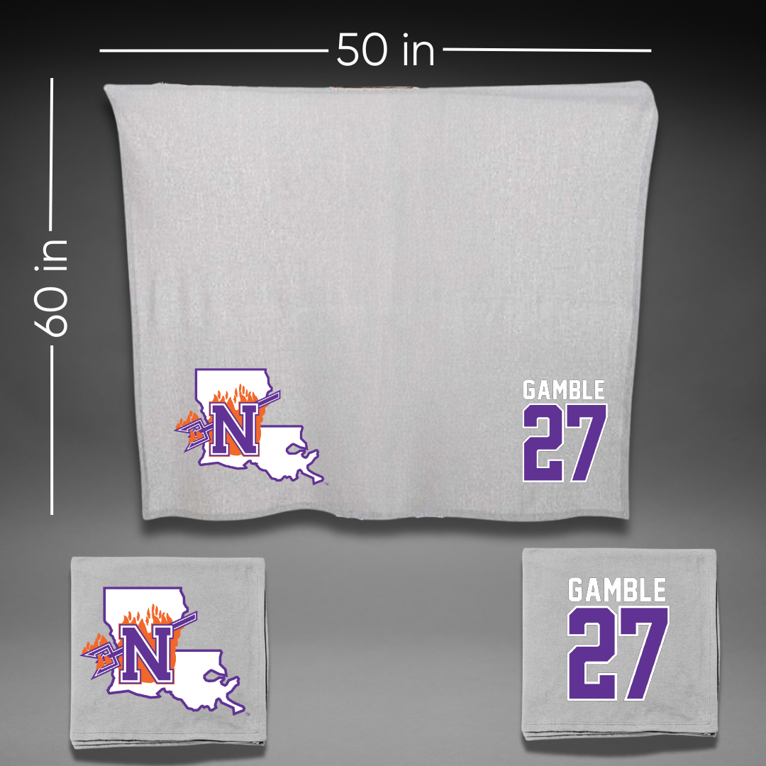 Northwestern State University Volleyball Gray Blanket - #27 Jordan Gamble
