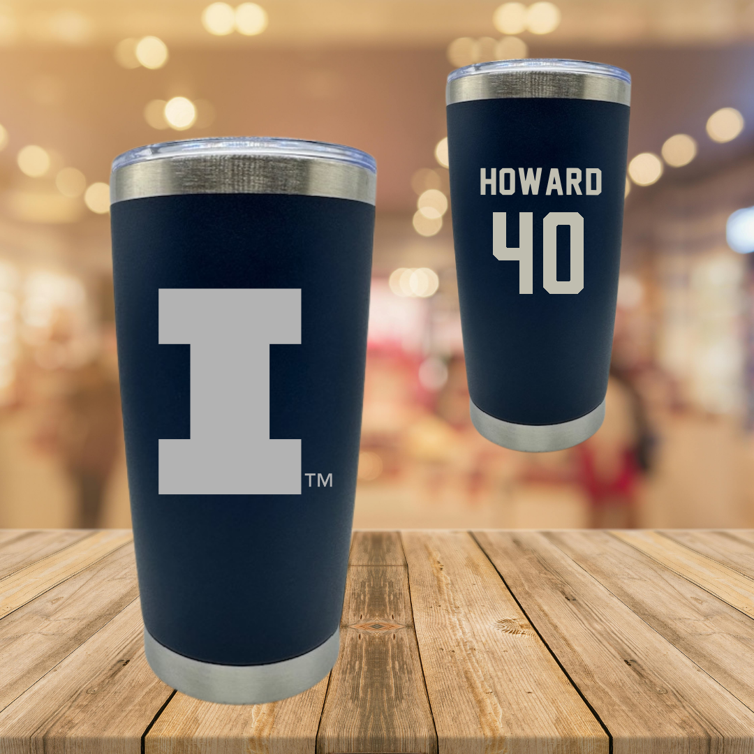 University of Illinois Softball Navy Stainless Steel Tumbler - #40 Zoie Howard