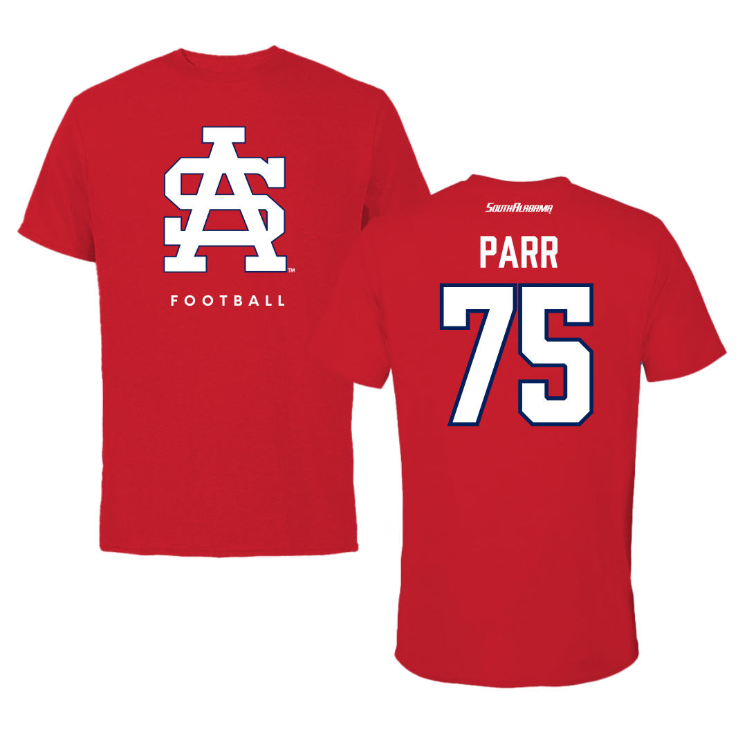 University of South Alabama Football Red Performance Tee - #75 Damon Parr