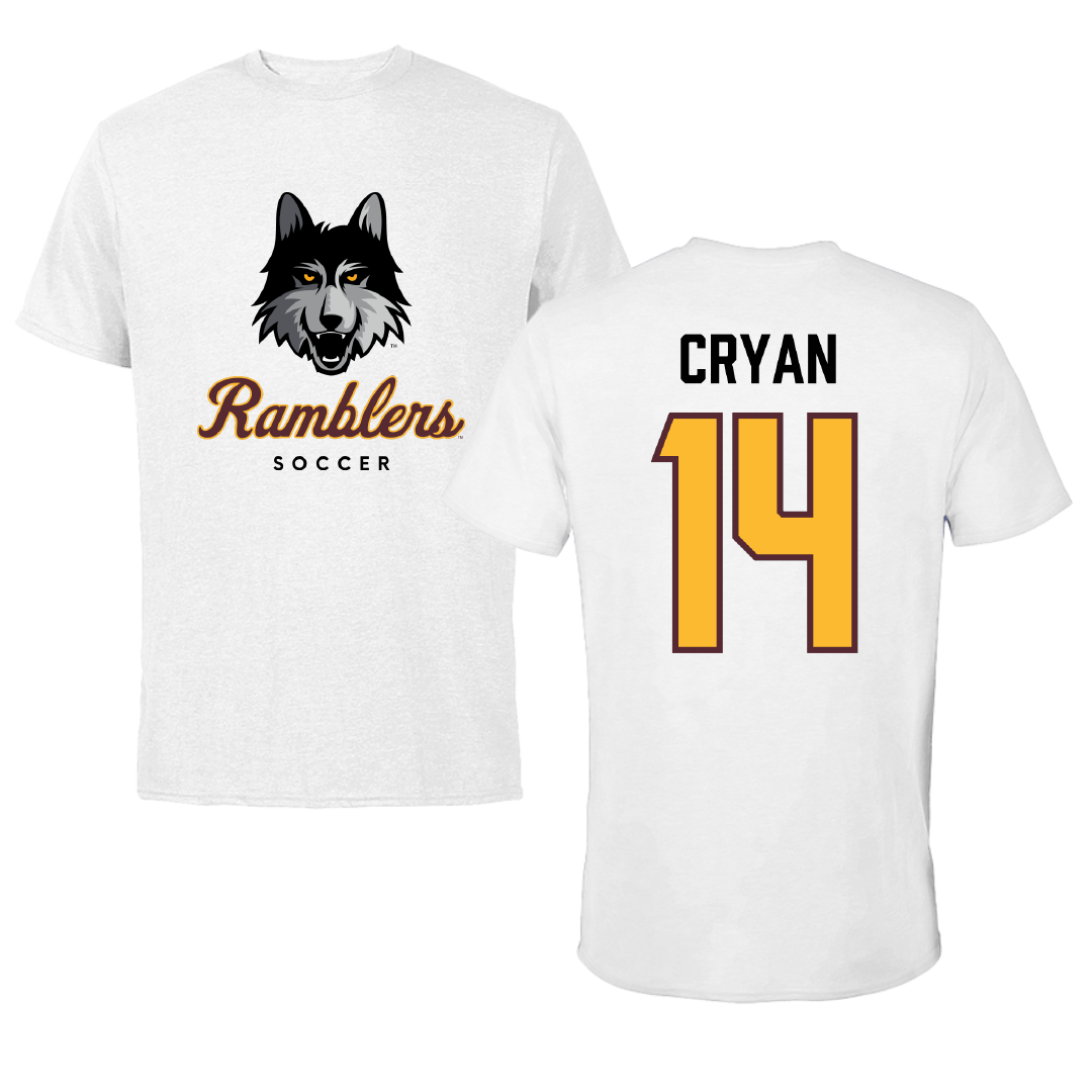 Loyola University-Chicago Soccer White Ramblers Performance Tee - #14 Ansley Cryan