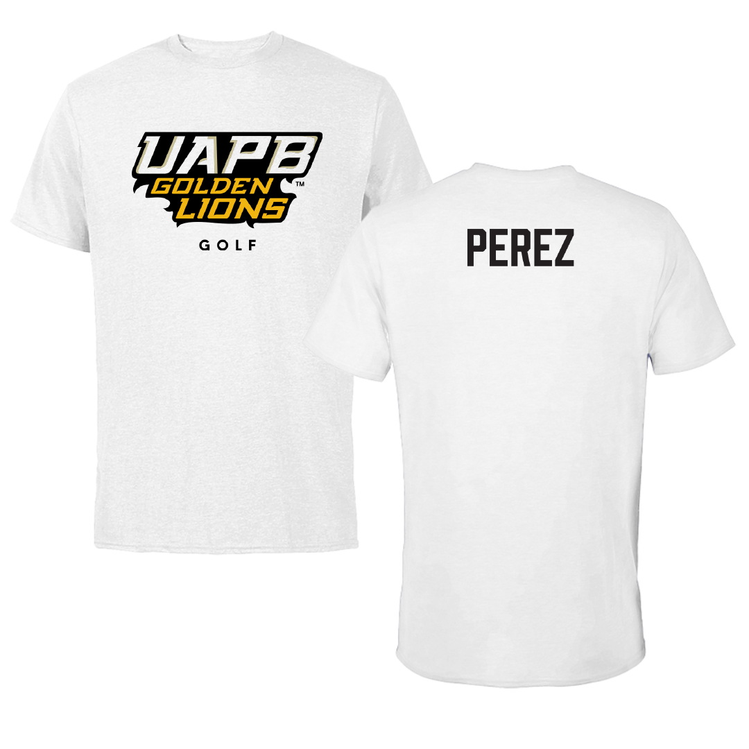 University of Arkansas-Pine Bluff Golf White Performance Tee - Angel Perez