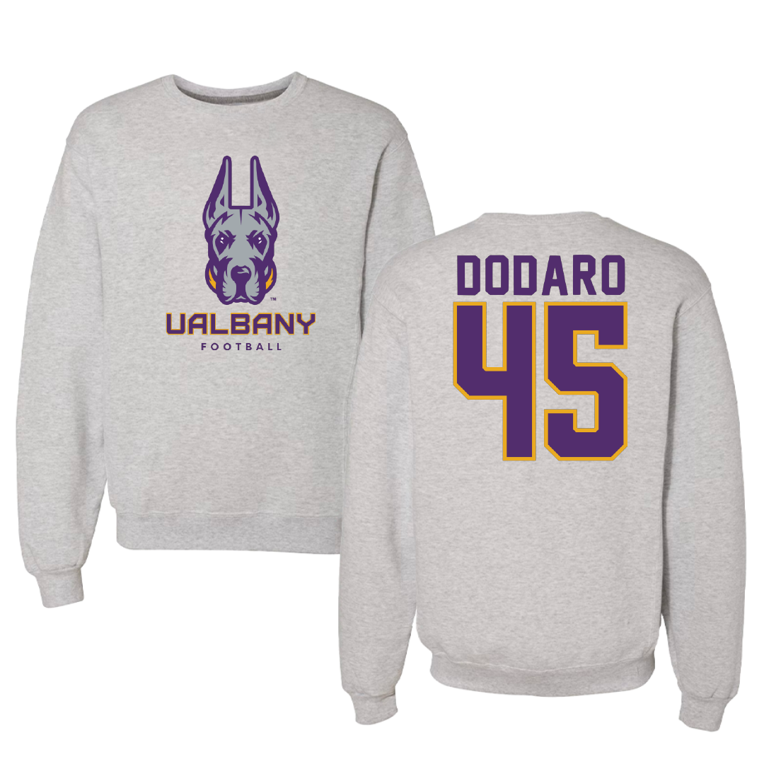 University at Albany Football Gray Crewneck - #45 John Dodaro