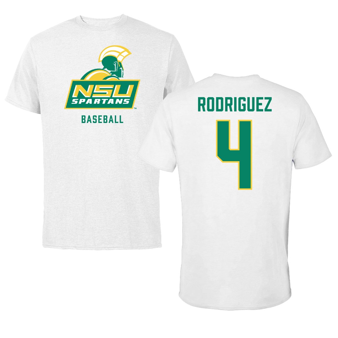 Norfolk State University Baseball White Performance Tee - #4 Raphael Rodriguez